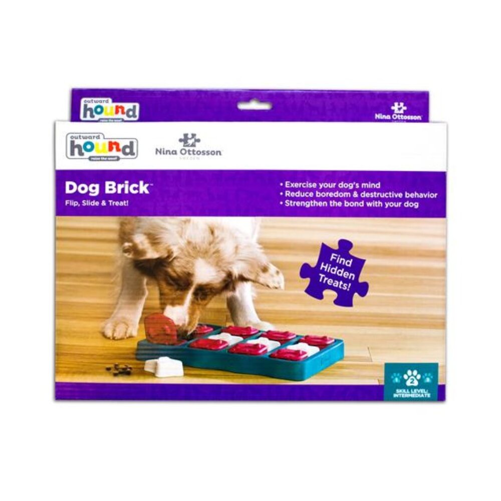 Dog Brick Interactive Treat Puzzle Dog Toy, Blue, One-Size - Picture 4 of 6